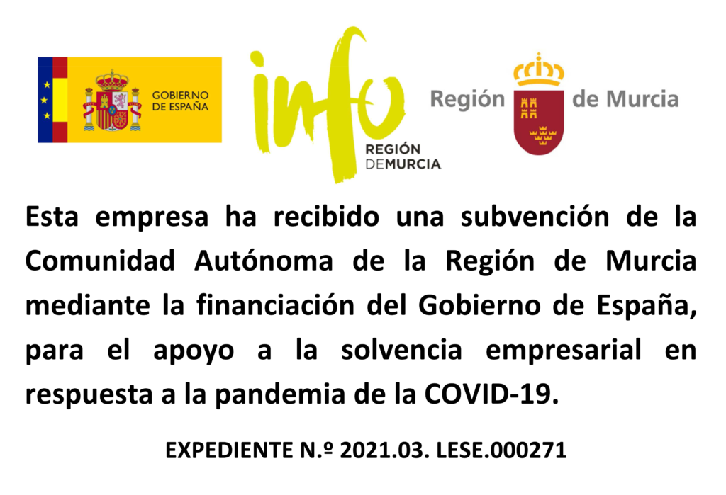 Innovaself Tecnología, S.L., empresa subvencionada por la Región de Murcia, para el apoyo a la solvencia empresarial en respuesta a la pandemia de la Covid-19.